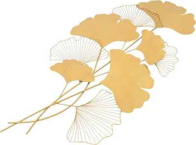 Image de Décoration murale en métal, feuilles de ginkgo, grande décoration, 109x55x3cm, or, L