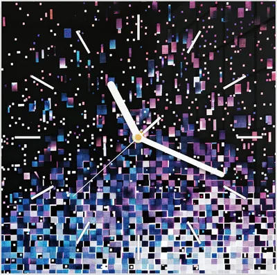 Produktbild von Wanduhr aus Glas mit Motiv Pixelmuster- 30 x 30 cm - inkl. Aufhängesystem