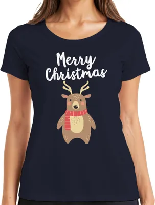 Produktbild von Merry Christmas cooles Rentier - Weihnachten Weihnachtsgeschenk Christmas Damen T-Shirt, Navy, M