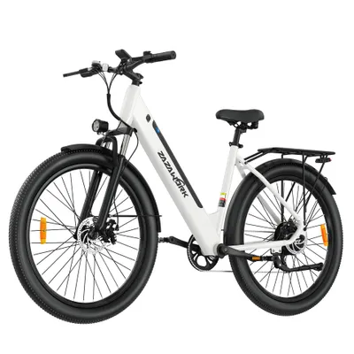 Productafbeelding van Elektrische fiets C28, geschikt voor stadsverkeer, 36V 20Ah, 250W, 29 inch, maximaal draagvermogen 120 kg, mechanische schijfremmen, wit