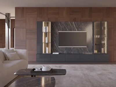 Produktbild von Wohnzimmermöbel Komplette Set 6tlg Designer Wohnwand Holzmöbel Luxus Einrichtung