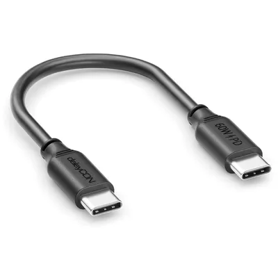 Produktbild von deleyCON 0,15m USB-C Kabel PD3.0 60W Schnellladekabel - Schwarz