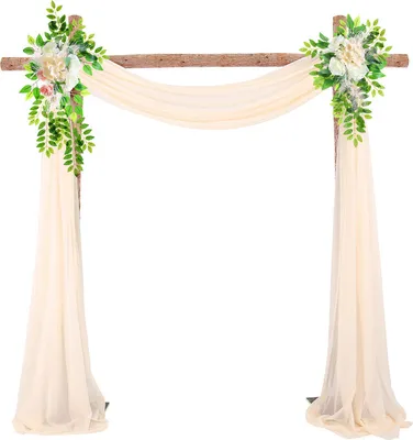 Image de (Champagne) Rideau de décoration d'arc de mariage avec 2 guirlandes de fleurs artificielles