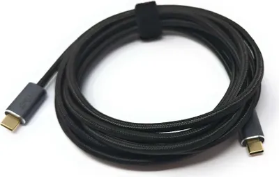 Produktbild von SYSTEM-S USB 3.2 Gen 2 Kabel 300 cm Typ C Stecker zu Stecker geflochten Schwarz