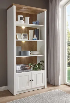 Immagine prodotto di Libreria da terra per il soggiorno della casa di campagna, scaffale 90cm in legno di pino, quercia bianca, colore chiaro