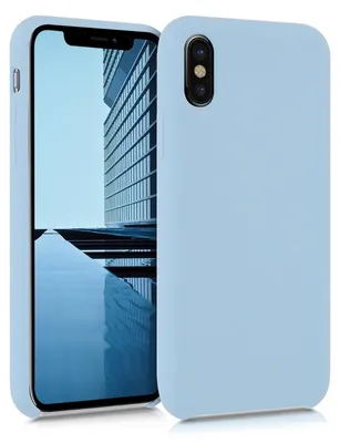 Produktbild von kwmobile Handyhülle für Apple iPhone X Hülle - Case Silikon - Kabelloses Laden - Schutzhülle Cover in Pastellblau
