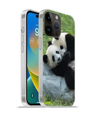 Produktbild von MuchoWow® Handyhülle Schutzhülle Hülle für Apple iPhone 14 Pro Max Pandas - Gras - Stein Silikon Softcase Handy Hülle - Hardcover