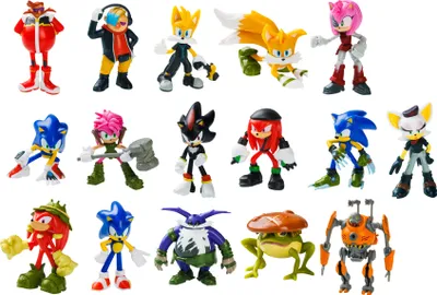 A collection of Sonic the Hedgehog character figurines.