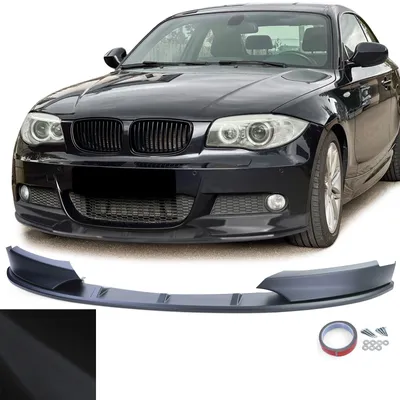 Productafbeelding van Voorbumperlip zwart mat, geschikt voor BMW 1-serie E82 E88 (2011-2013) met M-pakket