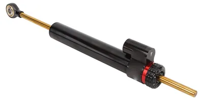 Image de Amortisseur de direction pour moto : sécurité renforcée, stabilité améliorée, contrôle précis. Amortisseur de direction réglable en alliage d'aluminium pour moto, couleur noire