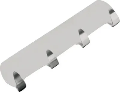 Image de Barrette 4 Crochets Adhésive Inox Fixation Adhésive, Acier Inoxydable, 4 Crochets - Exma