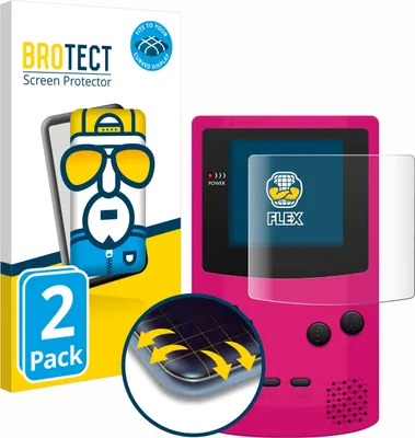 Produktbild von 2x BROTECT Fullscreen Schutzfolie für Nintendo Gameboy Color Displayschutz Folie Fullcover Klar Transparent
