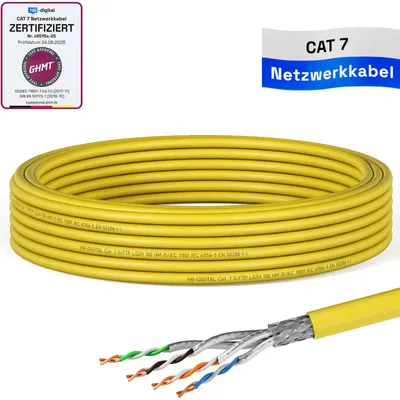 Produktbild von hb-digital CAT 7 Kabel 10m Installationskabel max. 1000 MHz S/FTP AWG23 LSZH gelb