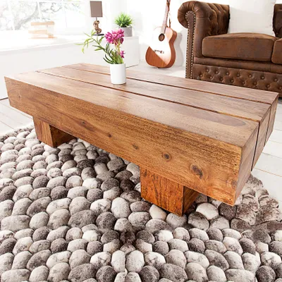 Produktbild von cagü: Exklusiver Design Couchtisch  [SALEM] Sheesham Massivholz 100cm x 45cm Rechteckig
