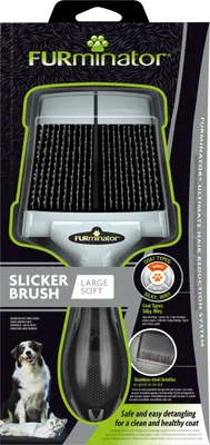 Produktbild von FURminator Slicker Brush Large/Soft Brush ist optimal zum Trennen und Entwirren der Haare von Hunden und Katzen.