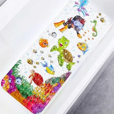 Immagine prodotto di Tappetino antiscivolo per il bagno dei bambini, 100x40 cm, senza BPA e resistente alla muffa, per il bagno o la doccia dei bambini