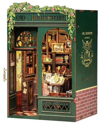 Produktbild von Book Nook DIY Miniatur Haus Eulenbuchhandlung 3D Puzzle Holz Bausatz mit LED Beleuchtung