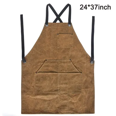 Produktbild von Leder-Arbeitsschürze mit Werkzeugtaschen, hitze- und flammbeständig, strapazierfähige Schweißerschürze, 61 x 94 cm, verstellbar von M bis XXL, für Männer und Frauen