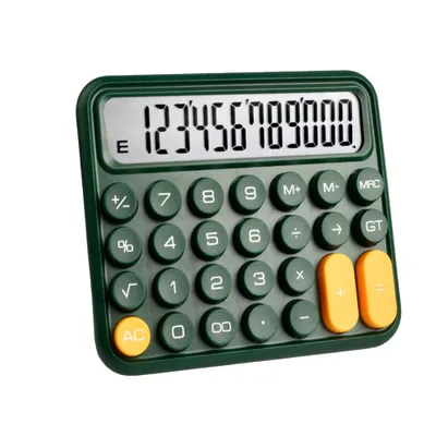 Produktbild von Niedlicher Taschenrechner, 12-stellig, grosses LCD-Display, mechanisch, runde Taste, Farbverlauf, Bonbonfarben, batteriebetriebener Taschenrechner, geeignet fuers Buero, die Schule, zu Hause, fuer Kinder, Studenten, Buchhalter