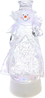 Produktbild von Schneekugel als Schneemann mit bunter LED Beleuchtung & Glitzerantrieb 12,5*9,5*26,3cm RGB Weihnachtsdeko weihnachtliche Schüttelkugel