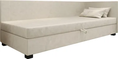 Produktbild von AURA SOFA Boxspringbett AXEL PLUS 80x195 Komplett-Set mit Bonell Matratze, Polsterbett mit Bettkästen - Hellbeige, MONOLITH 02
