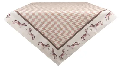 Produktbild von Clayre & Eef Tischdecke 100x100 cm Braun Baumwolle Dackel