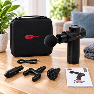 Productafbeelding van axion® Massagepistool, krachtige massageapparaat, massagegun voor het ontspannen van spieren, set, en voor een ontspannende massage, USB-C oplaadkabel, vibratiemassageapparaat