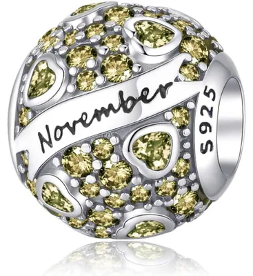 Productafbeelding van 925 Sterling zilveren bedel met geboortesteen, hartvormig, met maanstenelement, voor dames