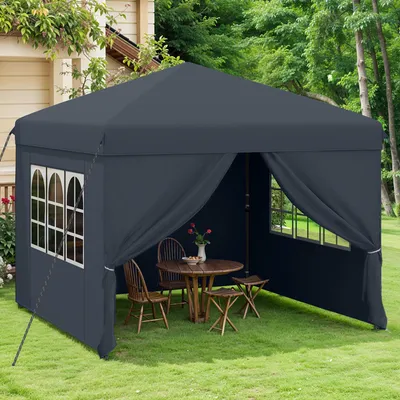 Produktbild von 3x3m Pop-Up Pavillon Faltpavillon, Gartenzelt Wasserdicht Anti-UV für Camping, Höheverstellbar, Grau