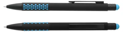 Produktbild von MPM-Quality Kugelschreiber Pebbles mit Stylus und Softgriff Aluminium Blau