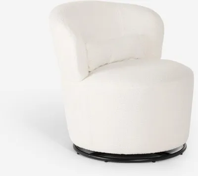 Produktbild von Sessel modern drehbar Wohnzimmer aus Bouclé-Stoff Yammy - Weiß