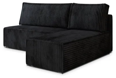 Produktbild von Masseno Ecksofa BRISO T mit Schlaffunktion L-Form, Sofa mit Bettkasten, Wohnzimmersofa, Couch, Soffa, Bettsofa, Couchgarnitur- Schwarz, TILIA 100