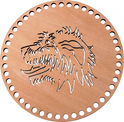 Produktbild von 1 Korbboden Korbdeckel Holz Natur Körbe Flechtboden Häkelböden Variantenwahl, Größe:200x5x8mm, Motiv:Hund