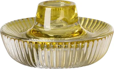 Imagen del producto de Fink LISSY, portavelas, candelabro, vidrio, diseño texturizado, color amarillo, L. 10 cm, An. 10 cm, Alt. 5 cm, Diám. 10 cm, código: 118005