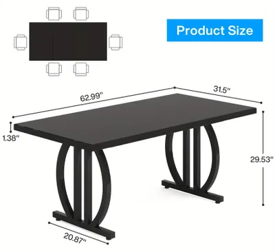 Zdjęcie produktu dla Stół jadalniany - stół kuchenny - stół - stół do jadalni - styl industrialny - 160 cm - czarny MDF