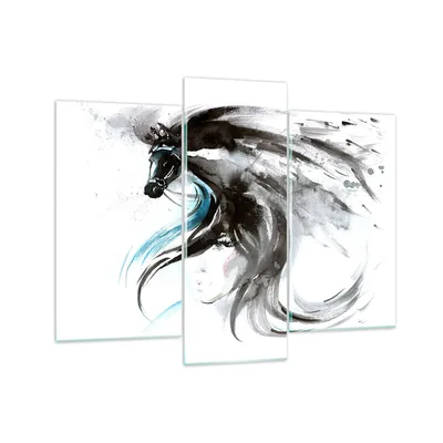 Produktbild von Bilder auf glas - Pferd Streifen Hengst Laufen - 130x100cm - Glasbilder - Wandbilder - Kunstdruck - zum Aufhängen bereit - Wanddekoration aus Glas - Glas Bilder - Wandbild auf Glas - GCB130x100-3018