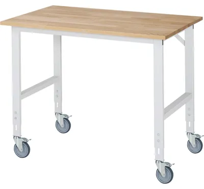 Produktbild von Rau Fahrbarer Arbeitstisch Tom (4 LR), B1250xT800xH910-1230mm, B-Platte-25mm