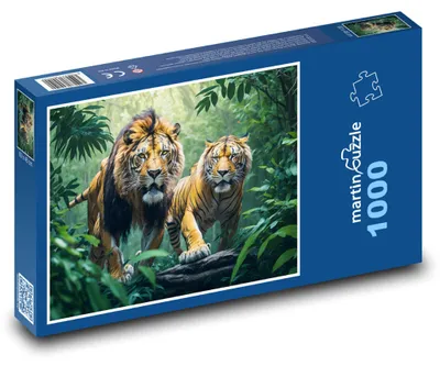 Obrázok produktu pre Puzzle 1000 Tiger a lev v džungli - martinpuzzle