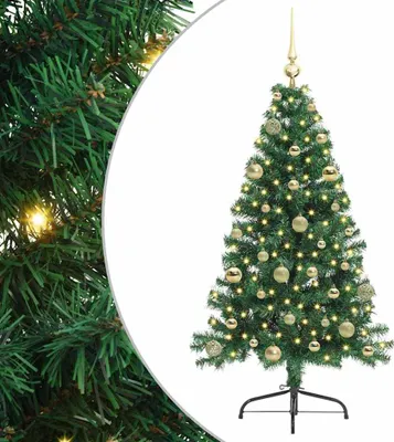 Produktbild von vidaXL Künstlicher vorbeleuchteter Weihnachtsbaum Grün 150 cm PVC