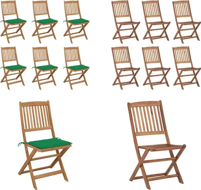 Produktbild von vidaXL Klappbare Gartenstühle 6 Stk. mit Kissen Massivholz Akazie - Gartenstuhl - Gartenstühle - Klappstuhl - Klappstühle