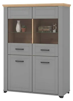 Produktbild von Dmora Vitrine Sarconi 104x41x143h cm Grau, 6 Einlegeböden 4 Türen