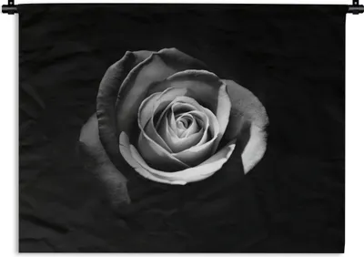 Produktbild von MuchoWow® Wandteppich Wandbehang Blumen - Schwarz - Rose - Weiß - Botanisch 60x45 cm Tapisserie Dekoration Wandtuch - Das Schlafzimmer
