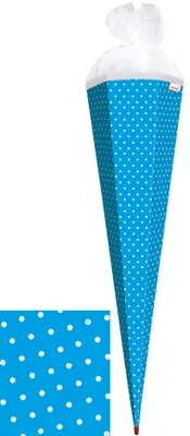 Produktbild von ROTH Bastelschultüte mit Muster 850 mm Punkte / blau