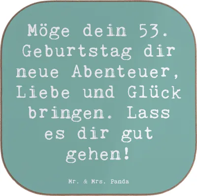 Produktbild von Mr. & Mrs. Panda Tischuntersetzer Spruch 53. Geburtstag Abenteuer - Meeresbrise - Geschenk, Geburtstagsgeschenk, Untersetzer Tasse, neue, Feiern, unvergesslich, Tassen