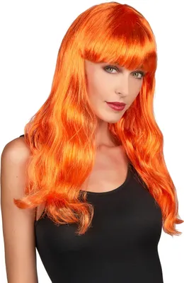 Immagine prodotto di Parrucca da donna lunga con frange arancione - taglia unica