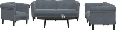 Produktbild von Design 3-tlg. Sofagarnitur Dunkelgrau Samt, Schlafsofas 2024 Neu