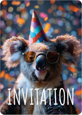 Imagen del producto de Tarjetas de invitación con motivo de koala, 12 unidades, para fiestas de cumpleaños infantiles