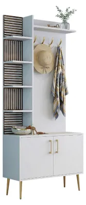 Produktbild von Loceri - Flurmöbel, 90x35x200h cm Weiß, Garderobe