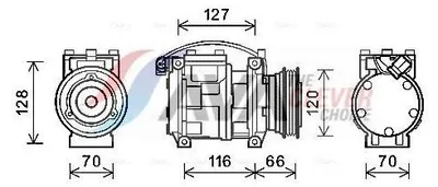 Zdjęcie produktu dla AVA COOLING SYSTEMS BWAK232 10PA17C - Klimatyzacja, kompresor klimatyzacyjny R134a do samochodów BMW: 3 (sedan, E36), 5 (sedan, E34), 3 Compact (E36), 3 Touring (E36)
