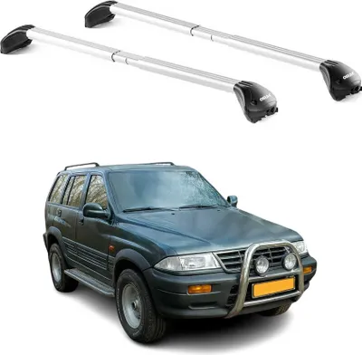 Image de Barres de toit pour Ssangyong Musso 1995-2006 5P Gris Argenté 2 pièces ABE